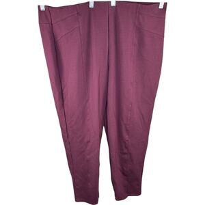 Susan Graver Regular Ponte Knit Pull-On Pants w/ Seam Detail Deep Raisin 2X